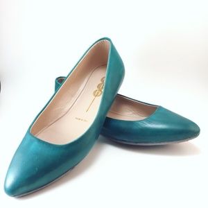 Yin Italian Leather Teal Flats